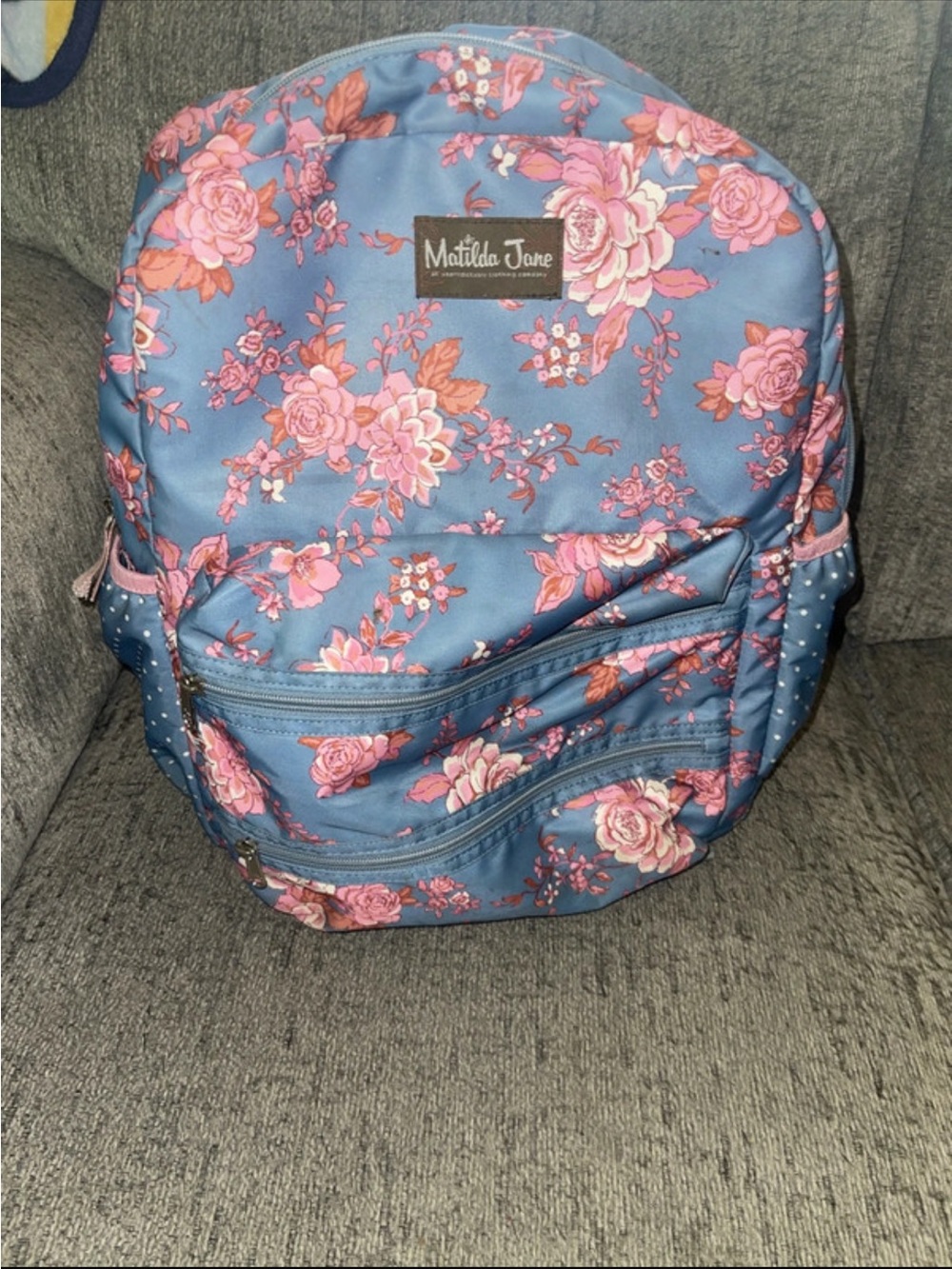 Matilda Jane Blue Floral Pink Rose Kids Backpack